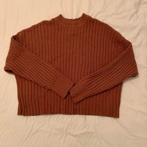Cropped mock neck sweater